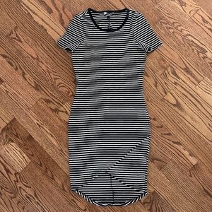 EXPRESS Striped Black & White dress with Dolphin Hem